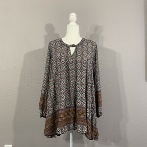 Jodifl Babydoll Tiered Ruffle TUNIC Top Women's M‎ Artsy Colorful Boho Festival